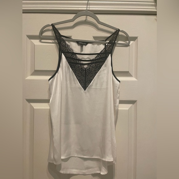 Express Black and White Satin and Lace Tank Top - Picture 1 of 2
